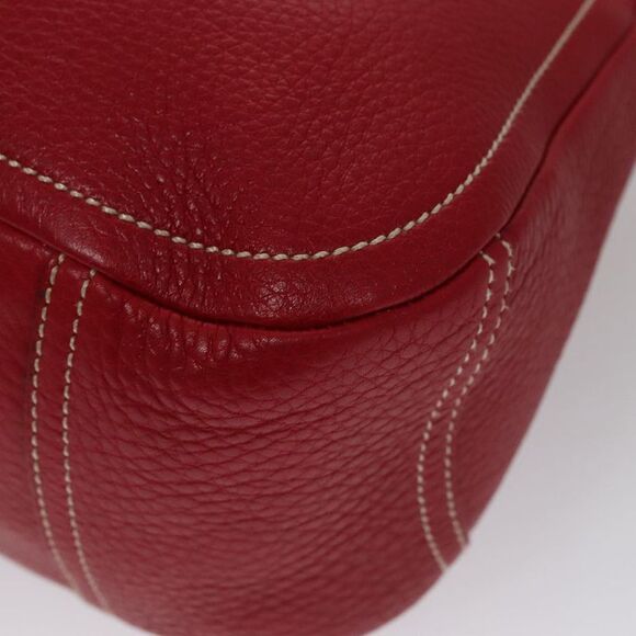 Prada Triangle Logo Red Leather Shoulder Bag (Pre-Owned) - Picture 10 of 16